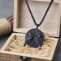 Black Norse Odin Huginn And Muninn Raven Pendant Necklace Stainless Steel Viking Amulet Jewelry no box&70cm