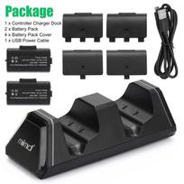 Įkrovimo dokas, tinkantis Xbox One/One S/X/Elite valdikliams, dviejų valdiklių greito įkrovimo stotis su 2x1400 mAh įkraunama baterija, C tipo laidas 6.3*5*15cm juoda