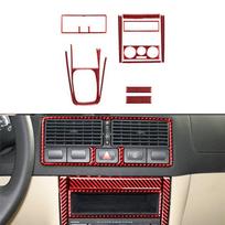 Carbon Fiber Car Interior Center Console Shift Trim Frame Sticker For VW Golf 4 GTI Jetta MK4 1999-2004 Styling Accessories raudona