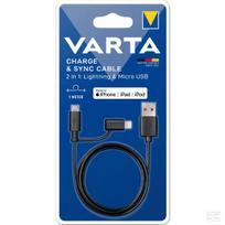 Varta 2in1 įkrovimo ir duomenų laidas Lightning + Micro USB 1 m