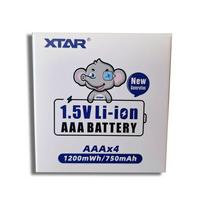 Xtar AAA 1,5V įkraunamos ličio baterijos 750mAh, 4 vnt su dėžute