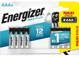 Energizer Max Plus AAA šarminės baterijos 8 vnt., ilgai veikiančios