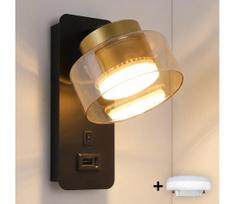 Brilagi - LED Sieninė lempa su USB jungtimi AURA LUX 1xGX53/30W/230V juoda/auksinė