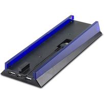 Stovas su HUB ir mėlyna šviesa PS4, mėlynos LED šviesos vertikalus stovo pagrindas su 3 USB HUB prievadais Sony Playstation4 PS4 konsolei Package:‎25.4*9.65*3.81cm juoda