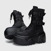 2026 Moteriški Ankle Booties Rudens Odiniai Stori Batai Moteriai Aukšta Platforma Kvėpuojantys Sportbačiai Storas Padas Pleištai Motociklininkų Batai 35 juoda