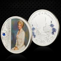 Karalienė Elžbieta II, Diana, Rožės drugelio proginė moneta, Kolekcinė, Deimantais inkrustuota, Meilės paauksuota moneta, įskaitant dovanų dėžutę