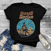 Sturgill Simpson Vintažiniai Spausdinti Juodi Pilno dydžio Unisex Marškinėliai E190 Unisex T-Shirt M