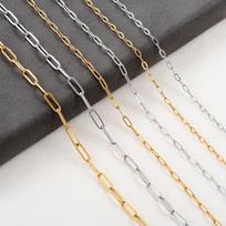 2,5/2,7/4 mm sąsagėlės grandinėlės nerūdijančio plieno karoliai, neblunkanti grandinėlė, 18K paauksuotas papuošalų aksesuaras 2.5mm&18cm(7.1inches) auksas