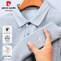 Pierre Cardin vyriški marškinėliai polo su ilgomis rankovėmis, 100% mercerizuotos medvilnės XL šviesiai pilka spalva