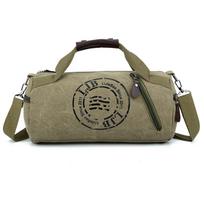 Vyriškas ir moteriškas universalus rankinis važtaraštis ant peties drobė Cilindrinė laisvalaikio kelionės kūno rengybos drabužių krepšys Crossbody Bag 37*13*20CM žalia