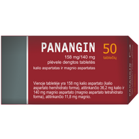 Kalis ir magnis PANANGIN 158mg/140mg, 50 tabl.