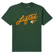 Lifted Research Group LRG Vyriški žalias marškinėliai su padalintu medžiu ir užrašu NWT Mažas Unisex Marškinėlis S