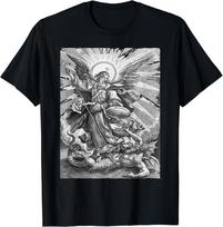Šv. Arkangelo Mykolo Katalikiškas Angelas Kariūnas Marškinėliai Dydis S-5XL Unisex Marškinėliai L