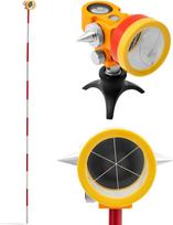 Steinberg Systems Mini prizminis geodezinis veidrodis su stulpu ir pagrindu, padengtas sidabru 3,6 cm skersmens 1,26 m