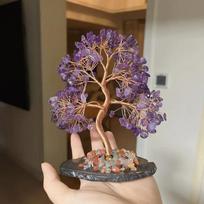 Natūralus kristalų medis, žaliasis aventurinas, rožinio kvarco dekoracija, namų/biuro dekoras, pinigų medis, gyvybės medžio meditacijos ornamentas amethyst