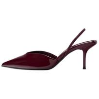Zara Elegantiški Lakuotos Odos Smailianosiai Kulniukai su Kulkšnies Dirželiu Moteriški Kulniukai Raudonoji 12235510-38 36