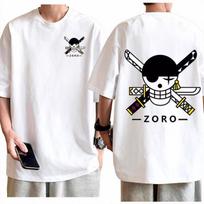 One Piece Roronoa Zoro Dual Swords Tshirt Men 100 Cotton Anime Graphic Tee Crew Neck Short Sleeve Streetwear Daily Casual Top 4XL