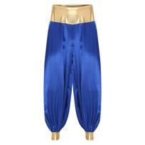 Vyriškas Arabų Princas Kostiumas Metalinis Blizgus Haremų Kelnės Skiautinis Žibinto Dizainas Hipio Stilius Helovino Cosplay S karališkos mėlynos spalvos
