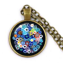 Murano Millefiori Pakabukas Karoliai Daugiaspalvis Gėlė 25mm Stiklo Kabošonas Karoliai Papuošalai Moterims Vyrams Dovana