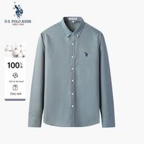 JAV. POLO ASSN.. Vyriški kasdieniai marškiniai ilgomis rankovėmis iš grynos medvilnės 3XL/180 šviesiai mėlyna spalva