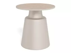 Santorini coffee table, Top ceram. beige Traverti, Base steel matt grey, Ø45x47.5 cm