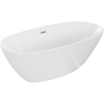 Mexen Eris laisvai pastatoma vonia 180 x 80 cm, balta, šlifuoto nikelio perpylimas - 53441808000-97