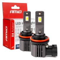 Led lemputės X4-series AVIATOR H8/H9/H11 6500K max 44W AMIO-03765