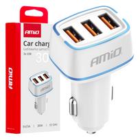 Automobilinis įkroviklis 3x USB-A 30W 12/24V