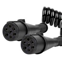 Spyruoklinis kabelis TIR 2x 7 kontaktų N tipo 5m 24V AMIO-04380