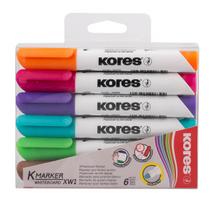 Žymekliai baltai lentai KORES XW1, 6 spalvų rinkinys