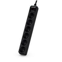 CyberPower Tracer III B0620SC0-FR surge protector, Black, 6 AC outlets, 200 - 250 V, 1.8 m