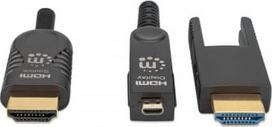 Manhattan HDMI to Micro HDMI Plenum-Rated Cable, 4K@60Hz (Premium High Speed), 20m, Active, Detachable HDMI Male (Type A), Male to Male, Black, Gold Plated Contacts, Lifetime Warranty