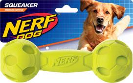 Nerf - Nerf Dog Squeak Barbell - Green/Red - Medium