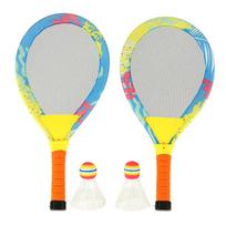 Badmintono raketės su 2 kamuoliukais, šviečiančios