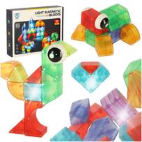 Šviečiančios magnetinės kaladėlės  3D konstrukcijoms, 32 vnt.