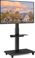 TV stovas Riedantis TV stovas Grindų stovas RFID TV vežimėlis su ratukais 26-65 colių televizoriaus stovui Reguliuojamas aukštas mobilus pasukamas juodas Max 35 kg Vesa 400 x 400 mm