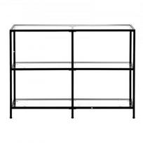 Konsolinis stalas, 3 aukštų stiklas, 100x30x72,9 cm, juodas, grūdintas stiklas