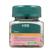 H&B geležis ir vitaminas C, 180 tablečių