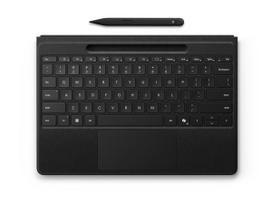 Microsoft Surface Pro Flex Keyboard - Tastatur - mit Trackpad, Beschleunigungsmesser, Surface Slim Pen 2 Ablage- und Ladeschale - hinterleuchtet - kabellos - Bluetooth LE - Schwarz - mit Slim Pen (Y8U-00009)
