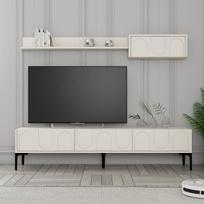 Lyon 2 TV staliukas – kreminės ir juodos medžio faneruotės, Televiisorialus, Lyon 2 - Kreem, Must, 180x42x35 cm