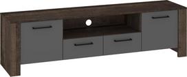 TV staliukas Meblocross Slide Sli-11 2D2S, tamsiai rudas/pilkas