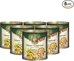 "Buss Ready Meals" - "Omi's Classic" konservuota vištienos sriuba, tradicinė sriuba su makaronais ir vištiena skardinėse, skirta mikrobangų krosnelei - 6 x 800 g