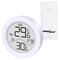 GreenBlue belaidė meteorologinė stotis, vidaus/lauko temperatūra, laikrodis, °C/°F pasirenkama, veikimo nuotolis iki 60 m, GB162