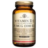 "Solgar" vitaminas D3 25 mcg (1000 TV) - 250 minkštųjų gelių