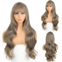 LUPU ilgi sintetiniai perukai Moteriški perukai Cosplay Daily Natural Water Wave Perukai su kirpčiukais Juodai rudi karščiui atsparūs Lolita plaukai 28inches