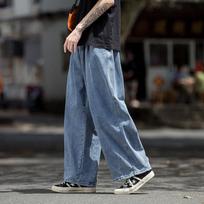 Nauji plačių džinsų vyriški laisvo kirpimo tiesiomis kojomis ilgų kelnių tendencija 2XL juoda