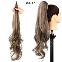 32 colių banguotas lankstus apvyniojimas aplink PonyTail ilgos netikros uodegos plaukų priauginimas moterims Sintetinis natūralus banguotas plaukų papuošalas ponio uodega