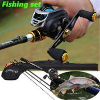 Žvejybos rinkinys Kombinuotas meškerykotis su „Baitcasting“ žvejybos rite, 4 sekcijų „Lura“ meškerė „Smooth Bass“ 2.1m rod-left reel
