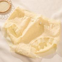 Plus Size Japanese Underwear Women Seamless Panties Mid Waist Briefs Female Lace Edge Underpants S geltona