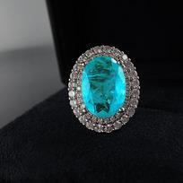 Papuošalai Senovinis žiedas Imituotas smaragdas Paraiba spalvos Lobis Moteriškas temperamentas Žiedas Opening Adjustable smaragdas